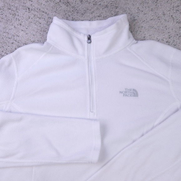 The North Face Sweaters - The North Face Sweater Womens Medium Fleece Pullover Quarter Zip White Gray Logo
